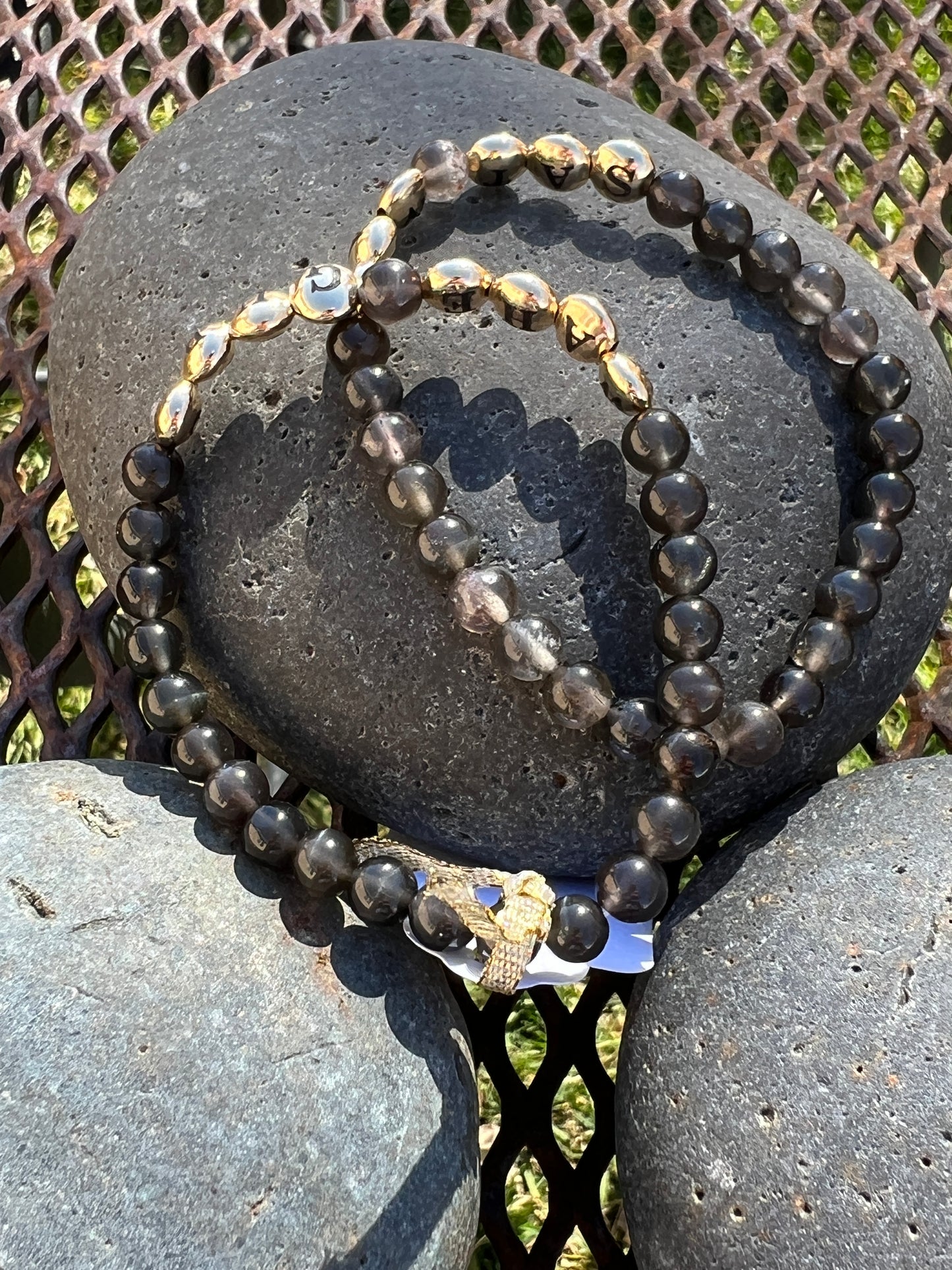 Cats Eye Mantra Power Stack Bracelet
