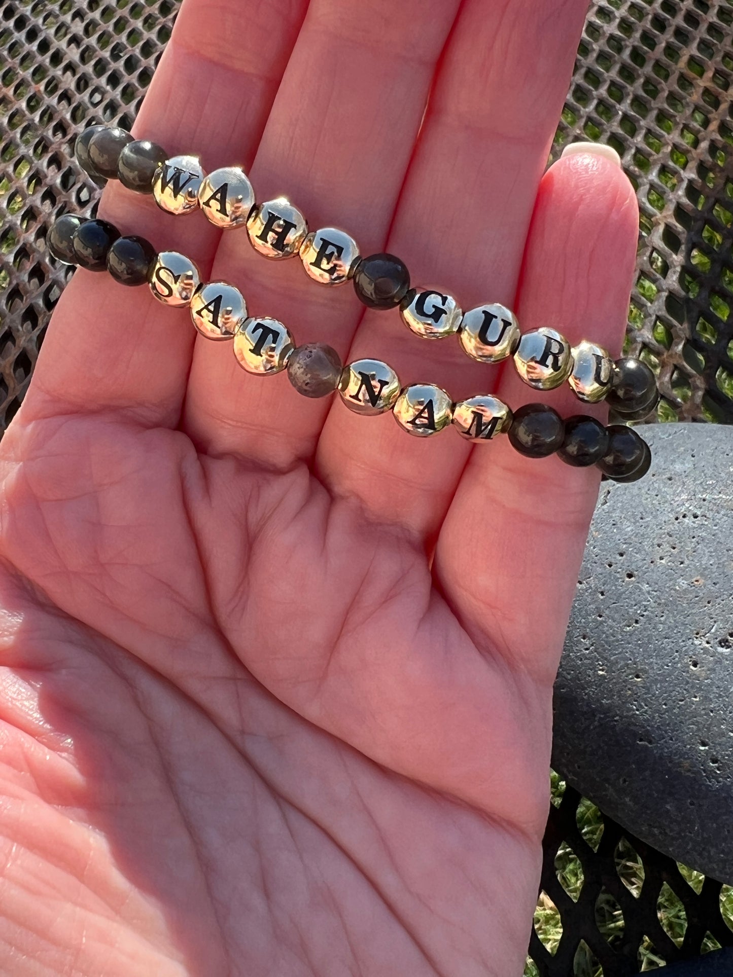 Cats Eye Mantra Power Stack Bracelet
