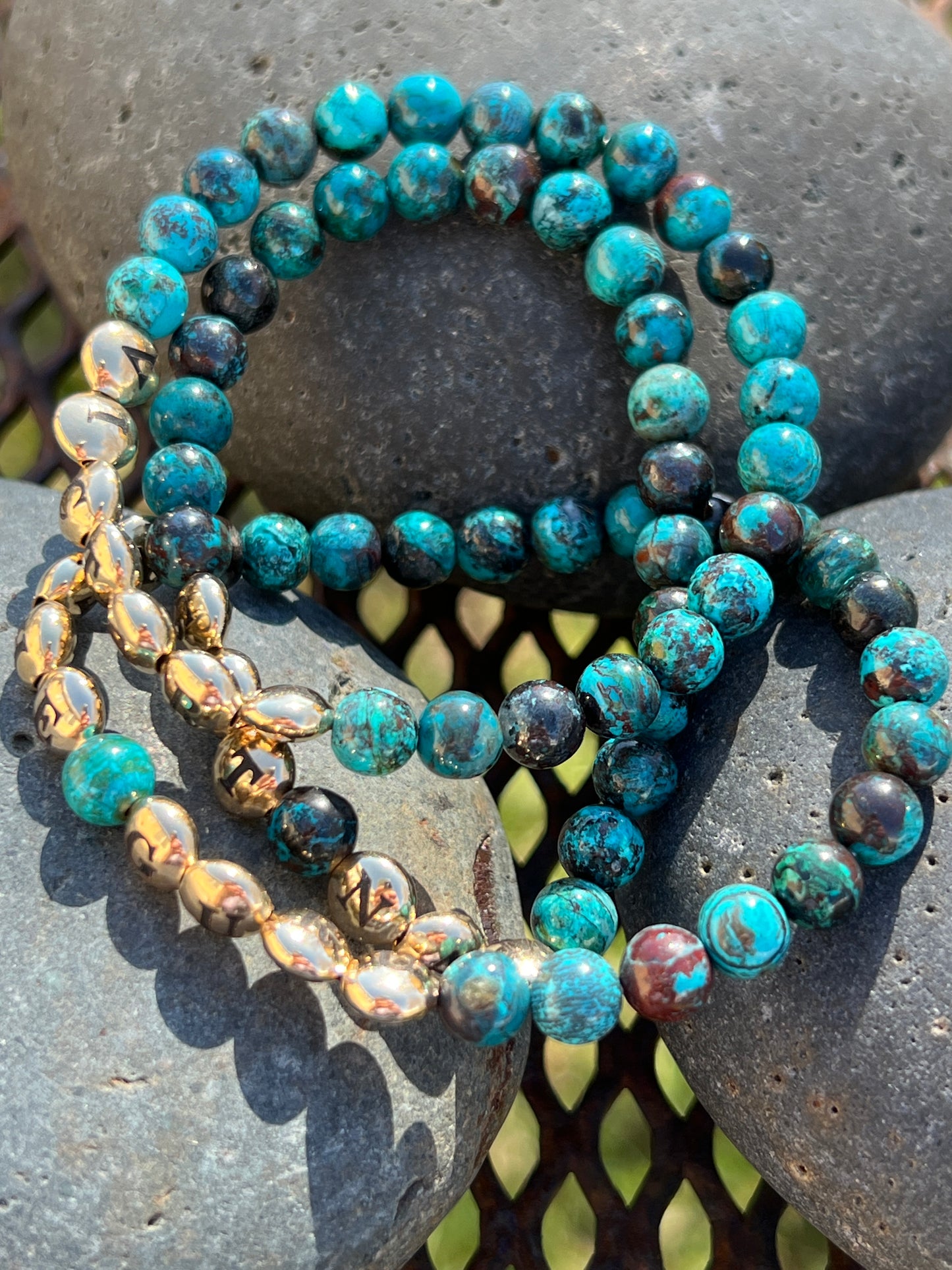 Shattuckite Mantra Power Stack Bracelet