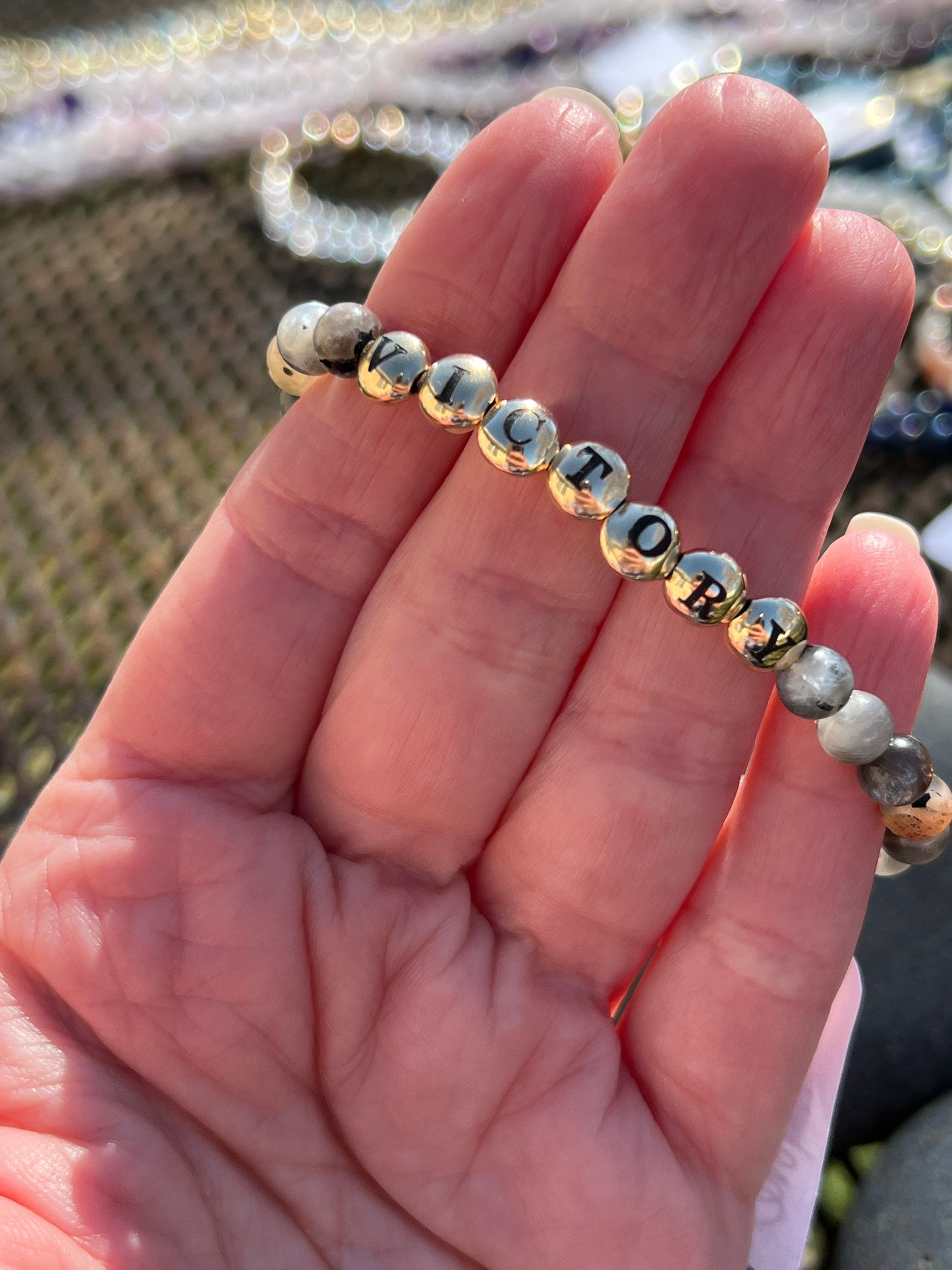 Black Moonstone Mantra Power Stack Bracelet