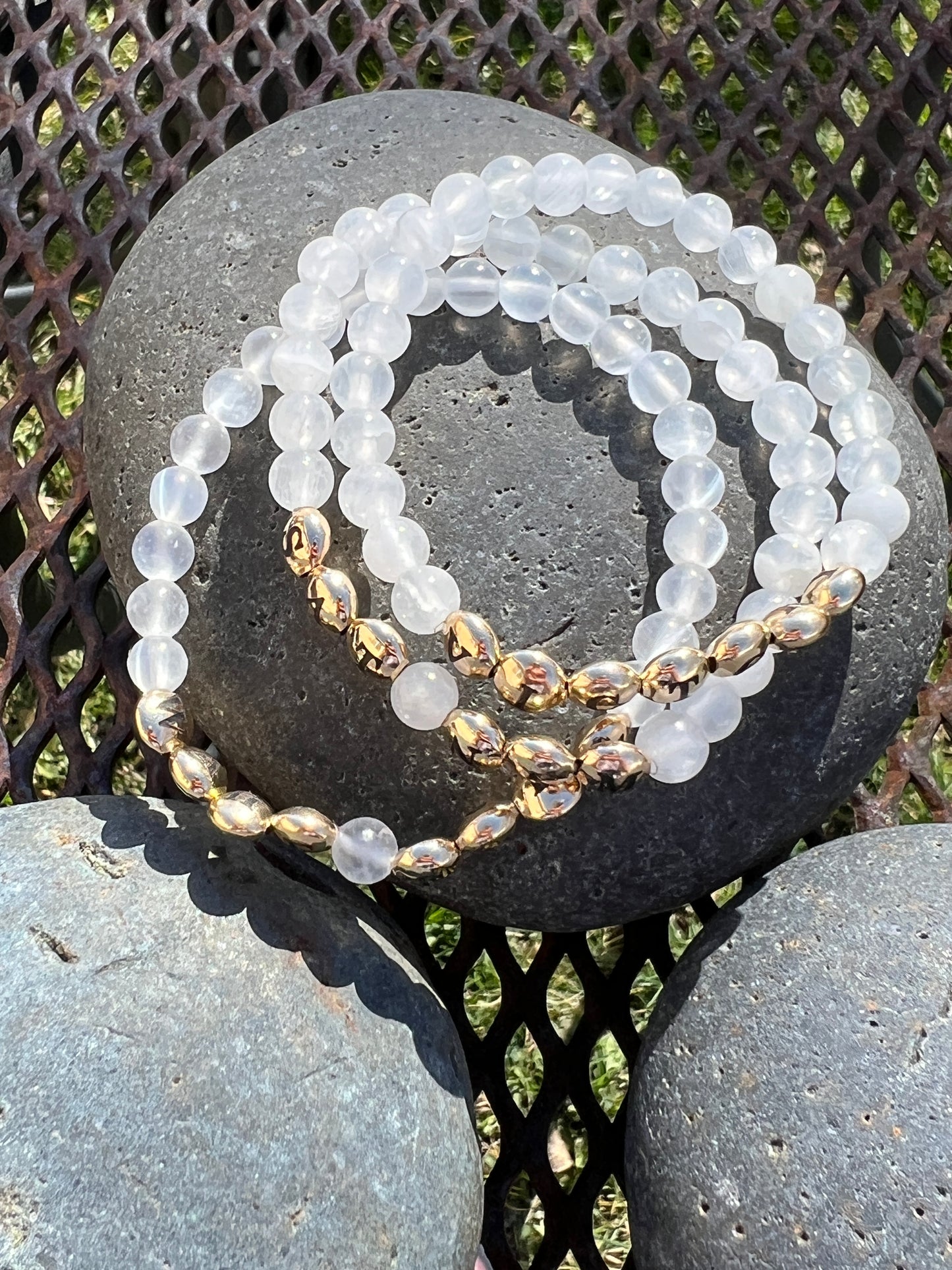 Selenite Mantra Power Stack Bracelet
