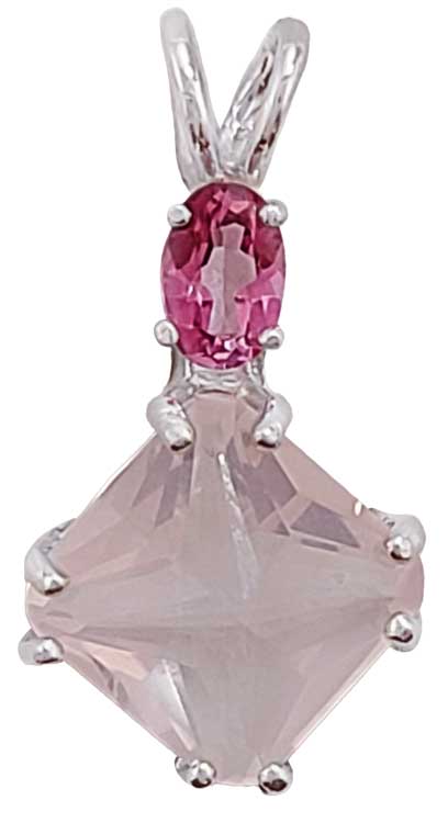 ROSE QUARTZ MINI MAGICIAN STONE™ WITH OVAL CUT PINK TOPAZ