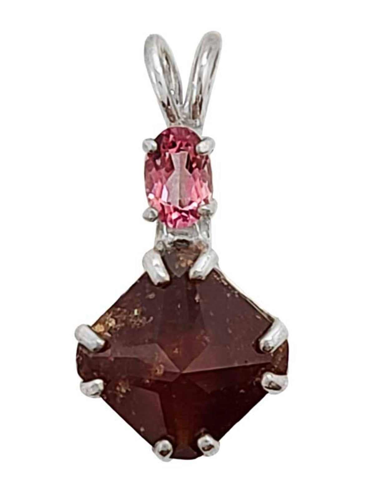 HESSONITE GARNET MINI MAGICIAN STONE™ WITH OVAL CUT PINK TOPAZ