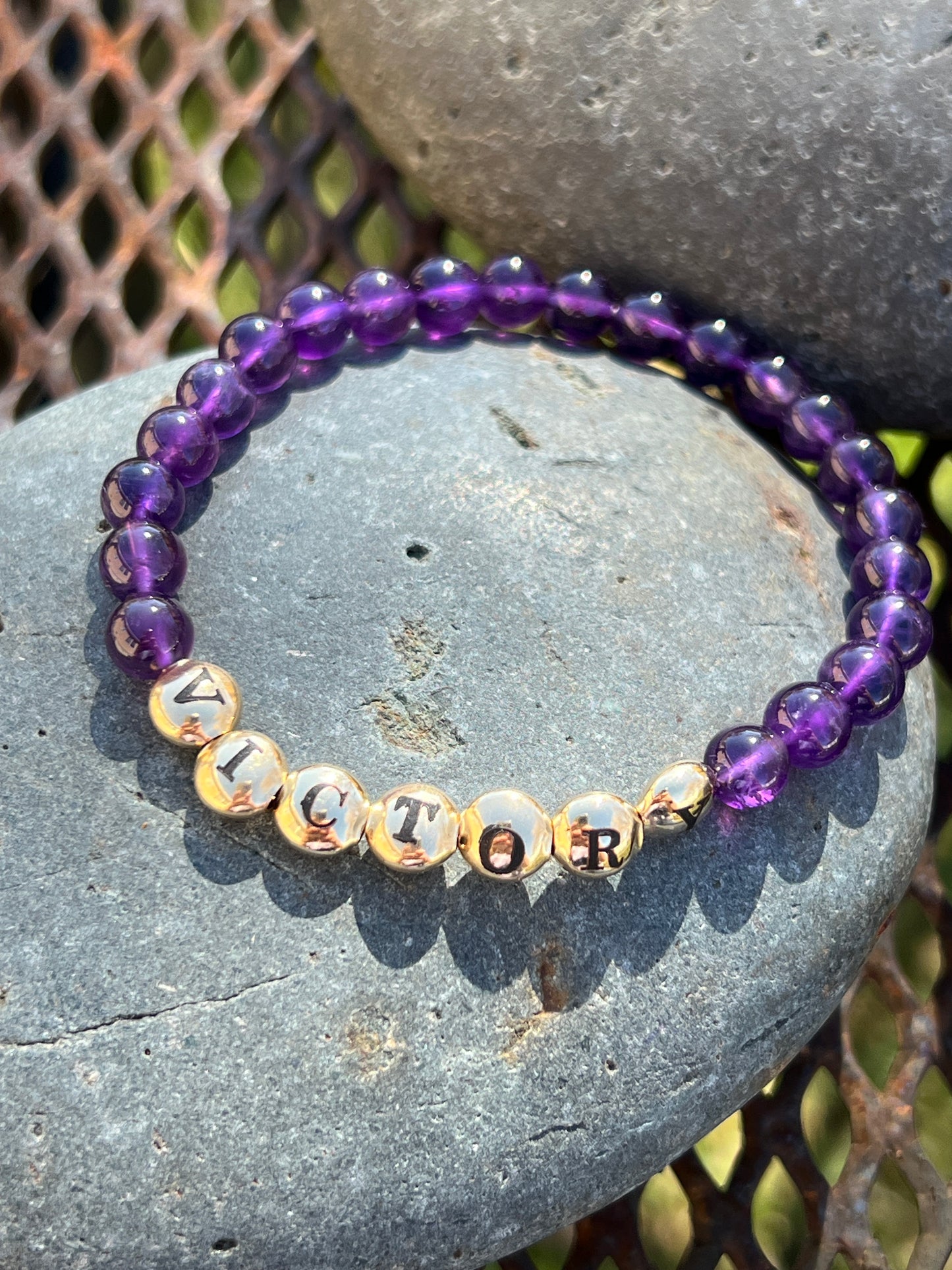 Amethyst Mantra Power Stack Bracelet