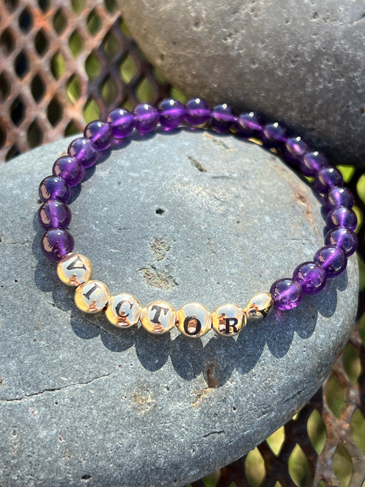 Amethyst Mantra Power Stack Bracelet