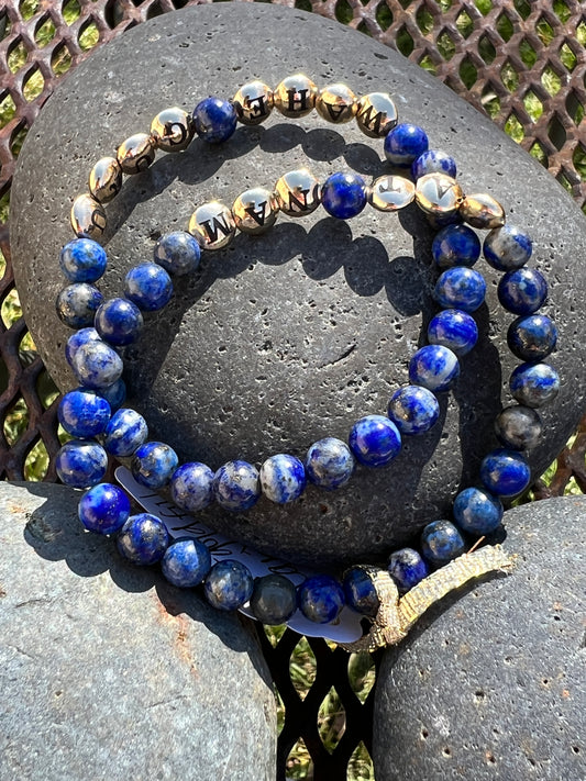 Lapis Mantra Power Stack Bracelet